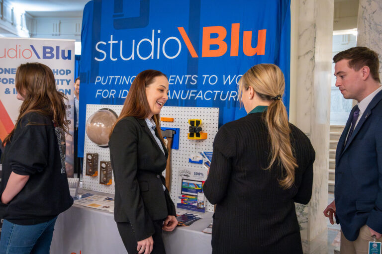 The studio\Blu booth at Bronco Day at the Capital